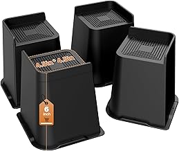 MYMULIKE Bed Risers 6 inch Heavy Duty Furniture Risers, Up to 6000 Lbs L shaped Design Bed lifts Blocks for Couch Desk Sofa Table bookshelf（Black 4 Pack）