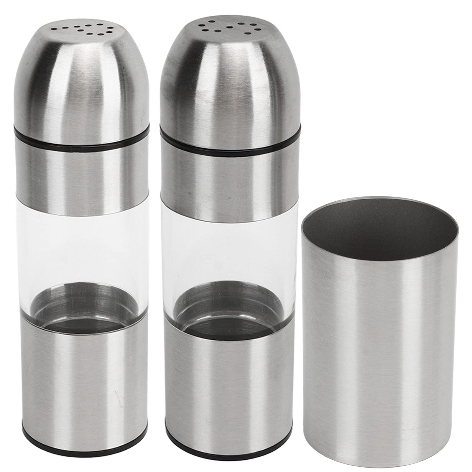 Set di bottiglie per condimenti in acciaio inossidabile Contenitori per sale e pepe antiruggine dal design elegante con coperchio a scatto per tavolo da pranzo da (Bottiglia di condimento X 2, tazza