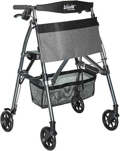 Stander Wonder Andador Plus, Andador plegable de movilidad rodante ligero, Andador EZ Fold-N-Go para personas mayores y adultos, ruedas de 6
