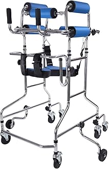 Y&A Rollator Walker for Seniors,Adjustable Standard with Seat,Foamed Axillary Support,Wheeled Rolling Rehabilitation Auxiliary Walking Aid, Blue, 60x92x140cm(24x36x55 Inch)