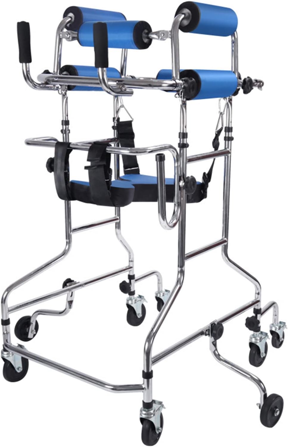 Y&A Rollator Walker for Seniors,Adjustable Standard with Seat,Foamed Axillary Support,Wheeled Rolling Rehabilitation Auxiliary Walking Aid, Blue, 60x92x140cm(24x36x55 Inch)