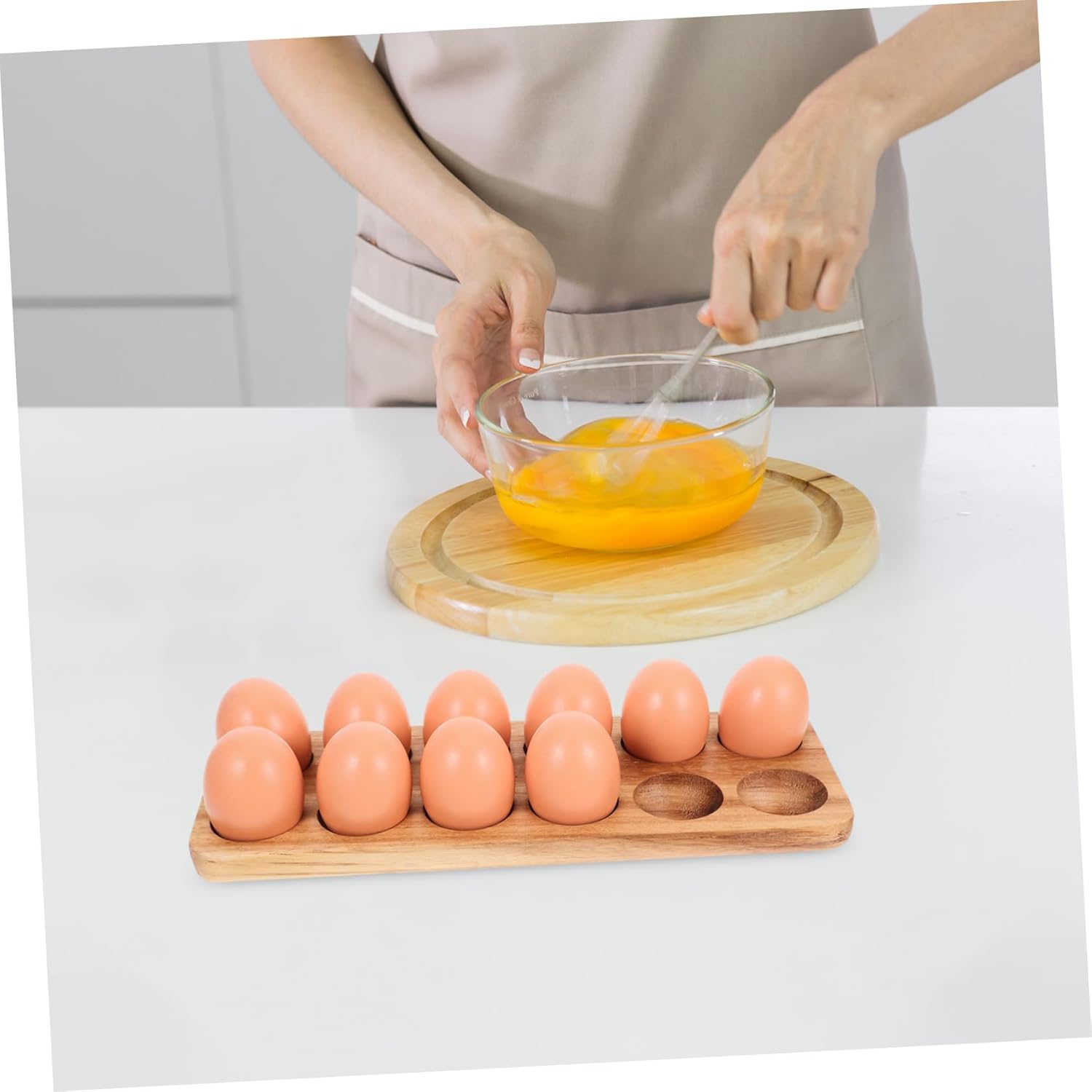 12 Wooden Egg Tray for Eggs Acacia Holder for Refrigerator Kitchen Countertop Display Versatile Break Resistant Storage