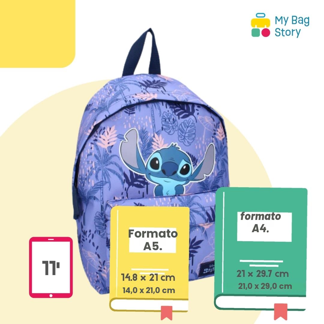 Mybagstory - Zaino Disney Stitch Viola per Bambino - Scuola Primaria