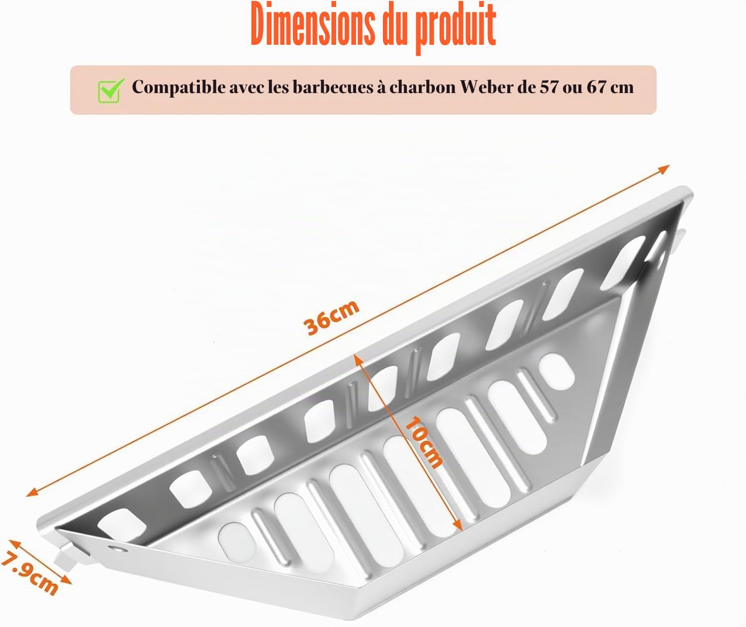 Lot de 2 paniers à charbon pour barbecue Weber - Pour bouilloire de 47/57/67 cm, série One-Touch et Master-Touch, convient également à d'autres barbecues à charbon