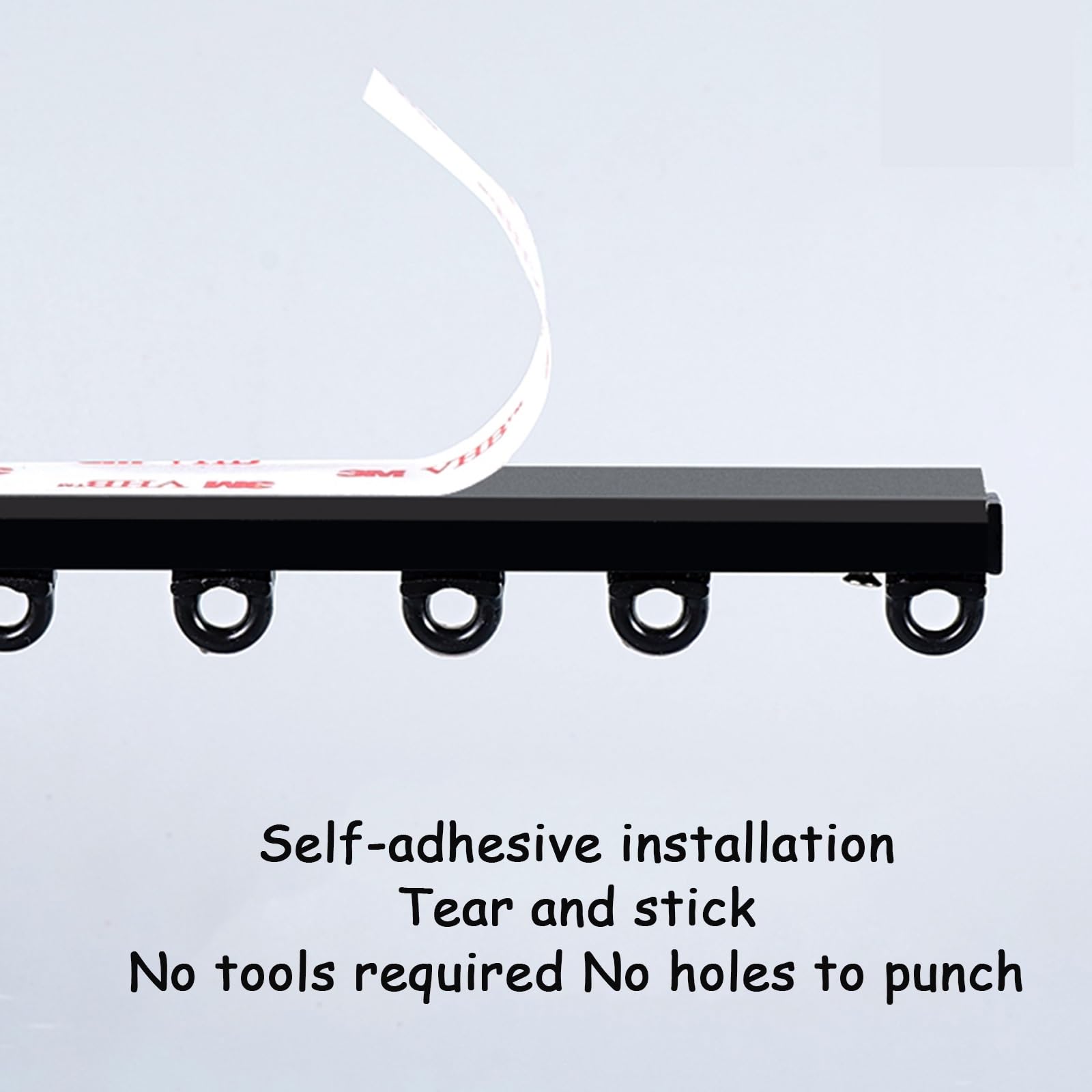 Tringle à rideaux auto-adhésive sans perçage de 243,8 cm, sans dommages, facile à installer, tringle à rideaux adhésive, blanche, 4,5 m, parfaite pour décoration d'intérieur