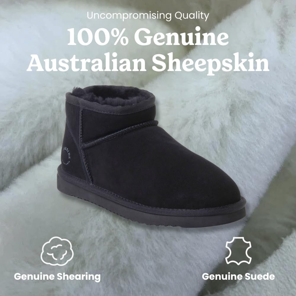 Fireside by Dearfoams womens Riverland Genuine Shearling Fur Lined Mini Ankle Boot With Platform Slipper - Image 3