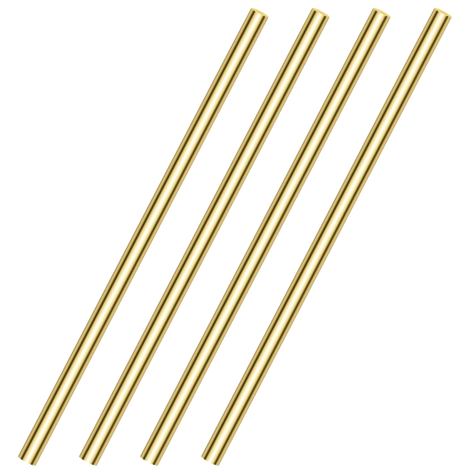 Sutemribor 4 Pieces 12 inches 1/4 inch Brass Rods, Brass Solid Round Rod Lathe Bar Stock, 1/4 inch in Diameter, 12 inches in Length