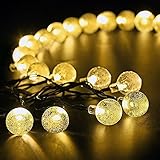 marsboy Guirnalda de Luces LED – Guirnalda Luminosa Funciona con Energía Solar para Exterior 7M 30 LED Blanco Cálido Para Decoración de Navidad, Jardín, Patio, Fiesta, Dormitorio, Reunión Familiar