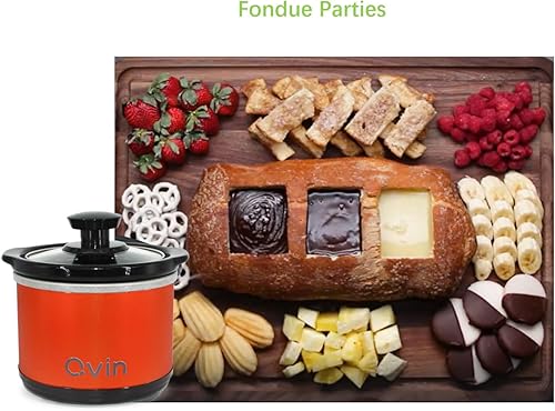 Miniatura 4 de Olla de cocción lenta mini redonda de 0.65 cuartos de galón, olla de fusión y calentador de fondue con olla de cocción de barro apta para