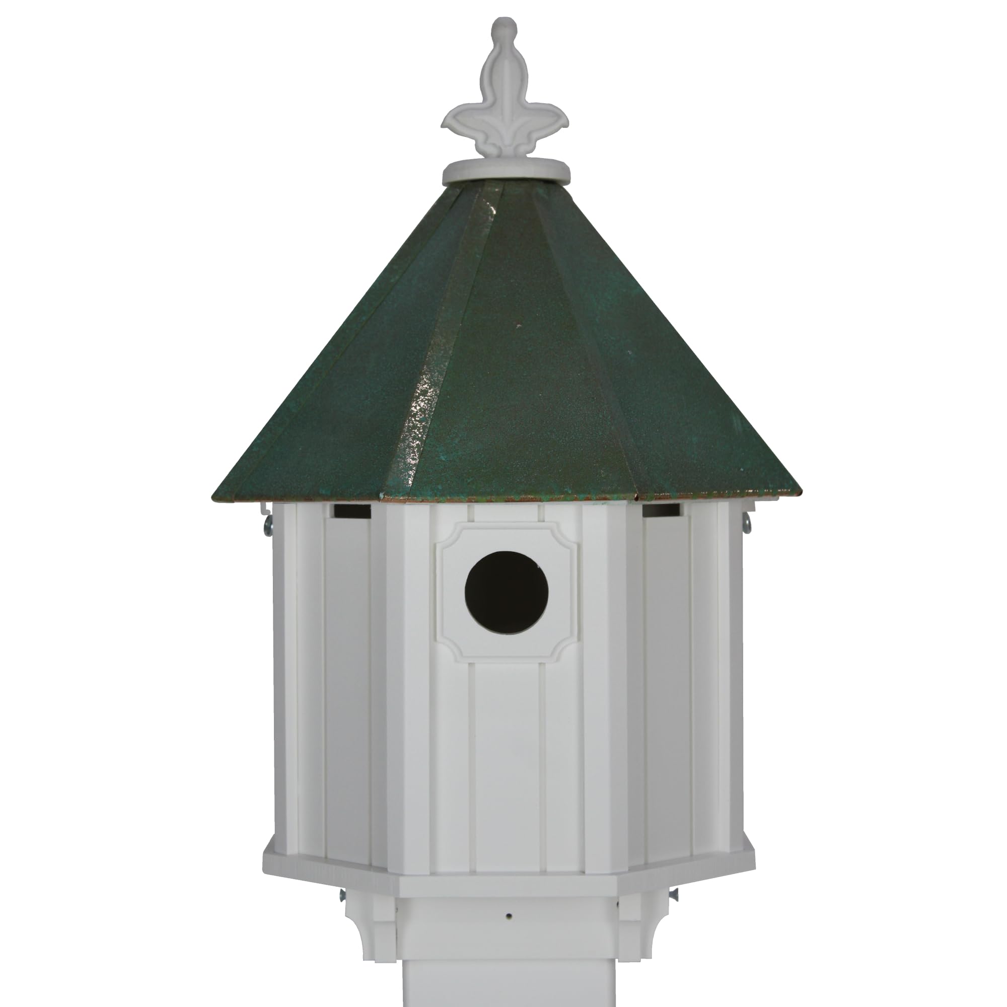 NC Birdguy Bluebird Songbird Duplex Bird House, Verdigris Patina Roof (Custom Mount)
