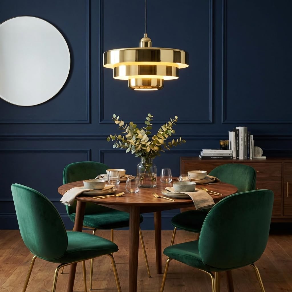 BARCELONA LED Lámpara Colgante MACARRON Dorado de 3 Niveles, Metal Hierro, Estilo Bauhaus Minimalista, Diseño Indirecto No Deslumbrante, Clásica Vintage Moderna y Lujo Contemporáneo E27