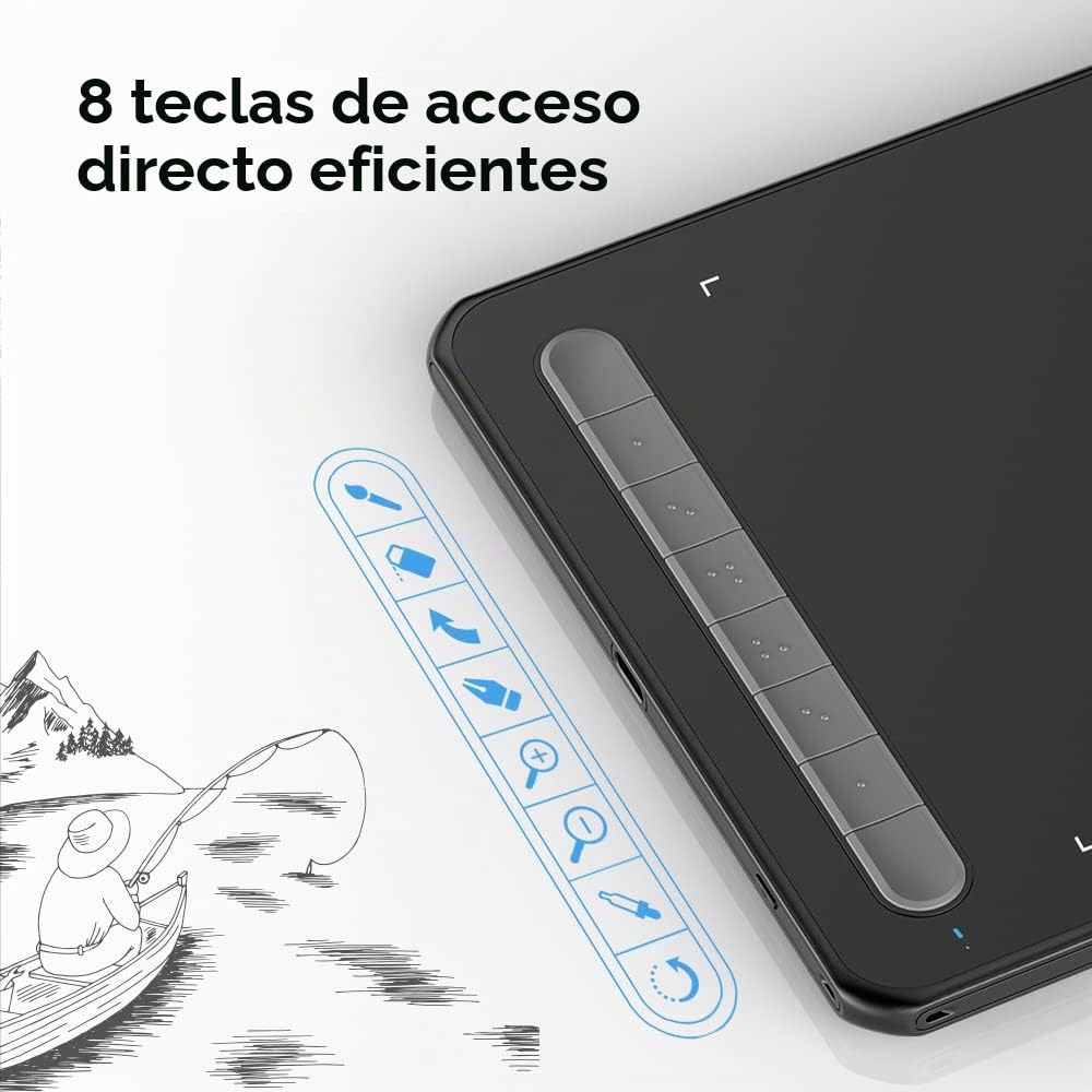 XPPen Deco MW Tableta Gráfica Dibujo Digital Inalámbrica con Bluetooth 5.0 | 8x5 Pulgadas, Tableta Digitalizadora Portátil Compatible con Mac, Windows, Chromebook, Android, iOS, Negro