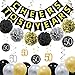 ZukoCert 50th Birthday Decorations Kit Gold Glittery Cheers to 50 Years Banner,6 Pcs Paper Pom Poms,20 Pcs Balloons,12 Pcs Sparkling Hanging Swirl Celebrate for 50th Anniversary Decorations Party Supplies
