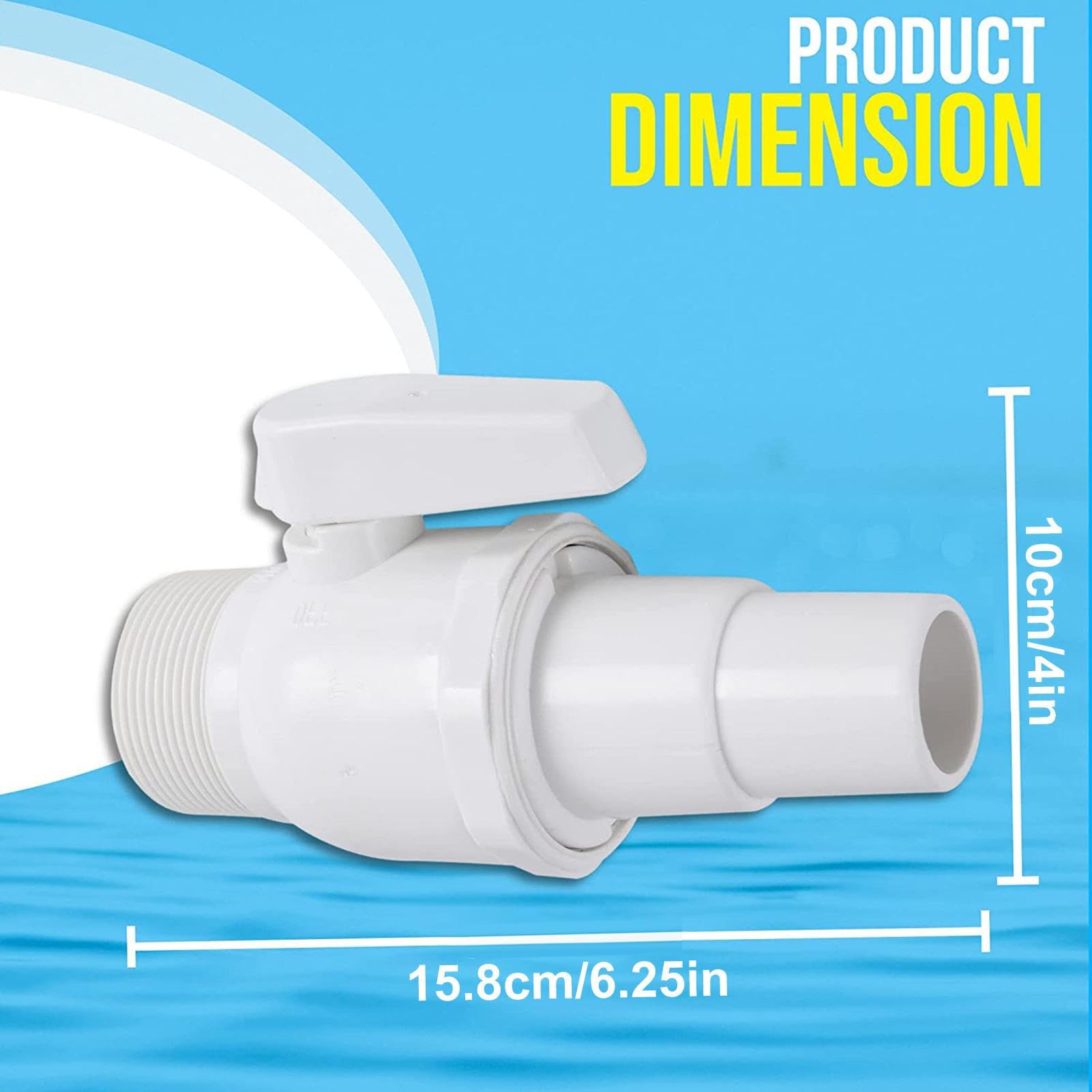 Absperrhahn Pool Absperrventil Umdrehung Für Skimmer, Innendurchmesser 38mm,Kugelhahn Mit Schlauchverbinder, Filterschalteranschluss Für Schwimmbad,Pool Umschaltventil Für Schwimmbadfilter,Poolzubehör