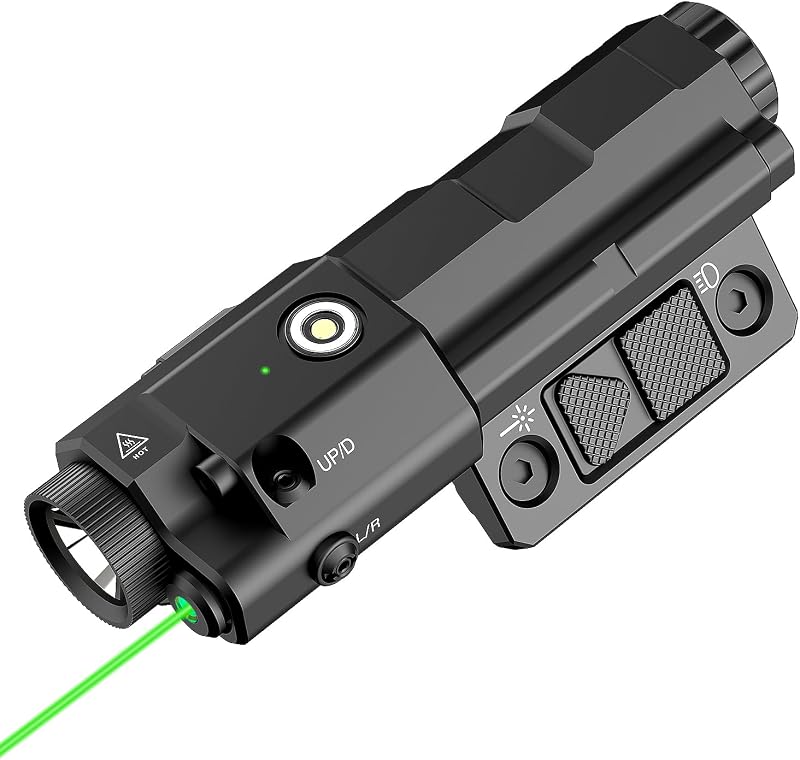TOUGHSOUL Combo de mira láser con linterna para rifle | Max 1600 lúmenes, linterna láser verde.