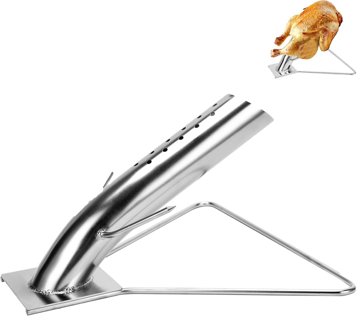 Amazon.com: Skyflame Stainless Steel Vertical BBQ Chicken Roaster Rack ...