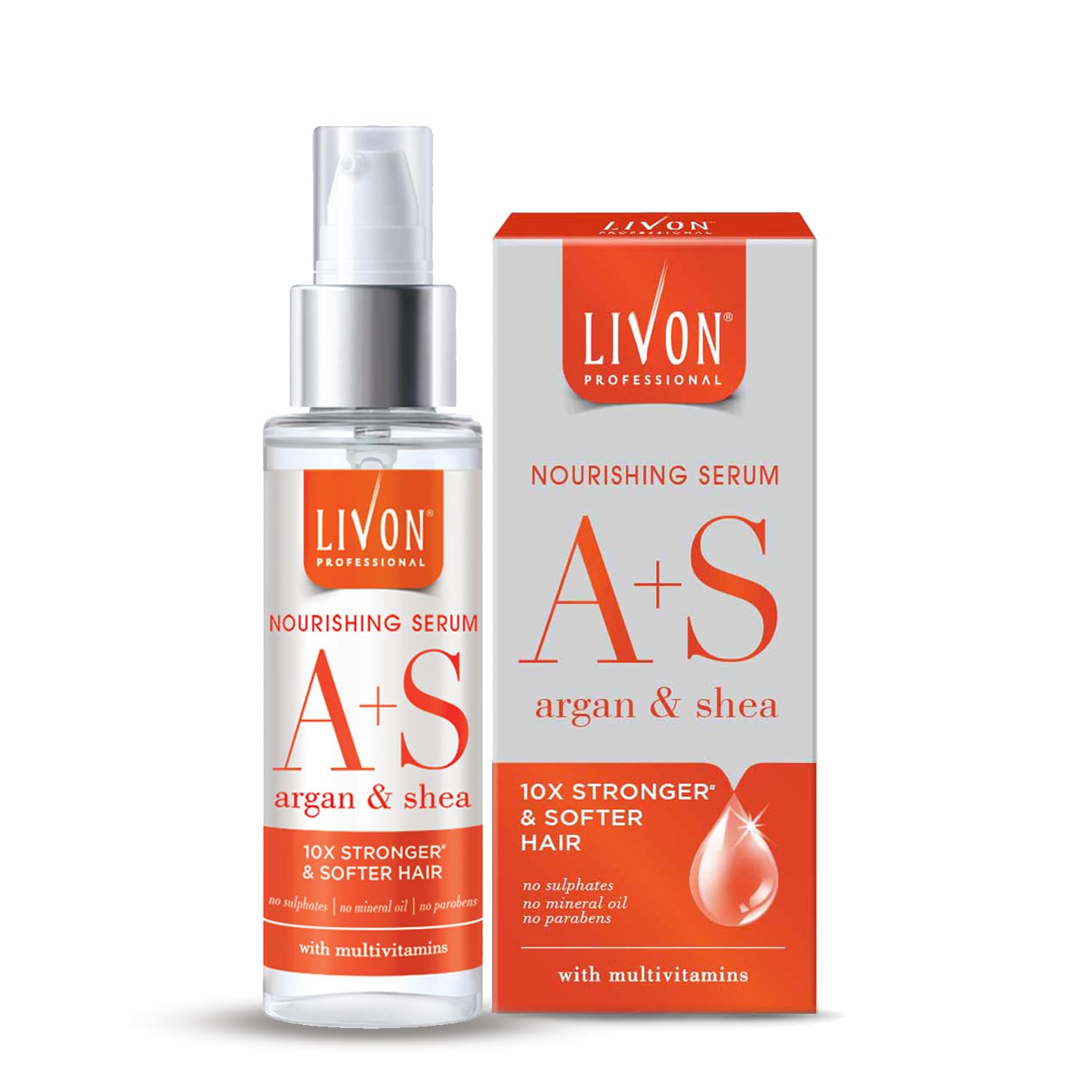 LivonProfessional Nourishing Serum for Women & Men | With Argan, Shea & Multivitamins | For Softer, Stronger & Frizz-free Hair | No Paraben, Sulphate or Mineral Oil | All Hair Types | 100ml