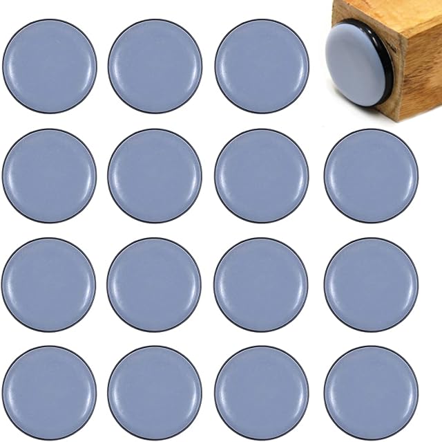16 Pack Round Self Adhesive Chair Leg PTFE Sliders for Heavy Furniture Easy Movers Scratch-Resistant Non-Slip Floor Carpet ProtectorsTeflon Glides Sliders Reusable Furniture Sliders for Carpet