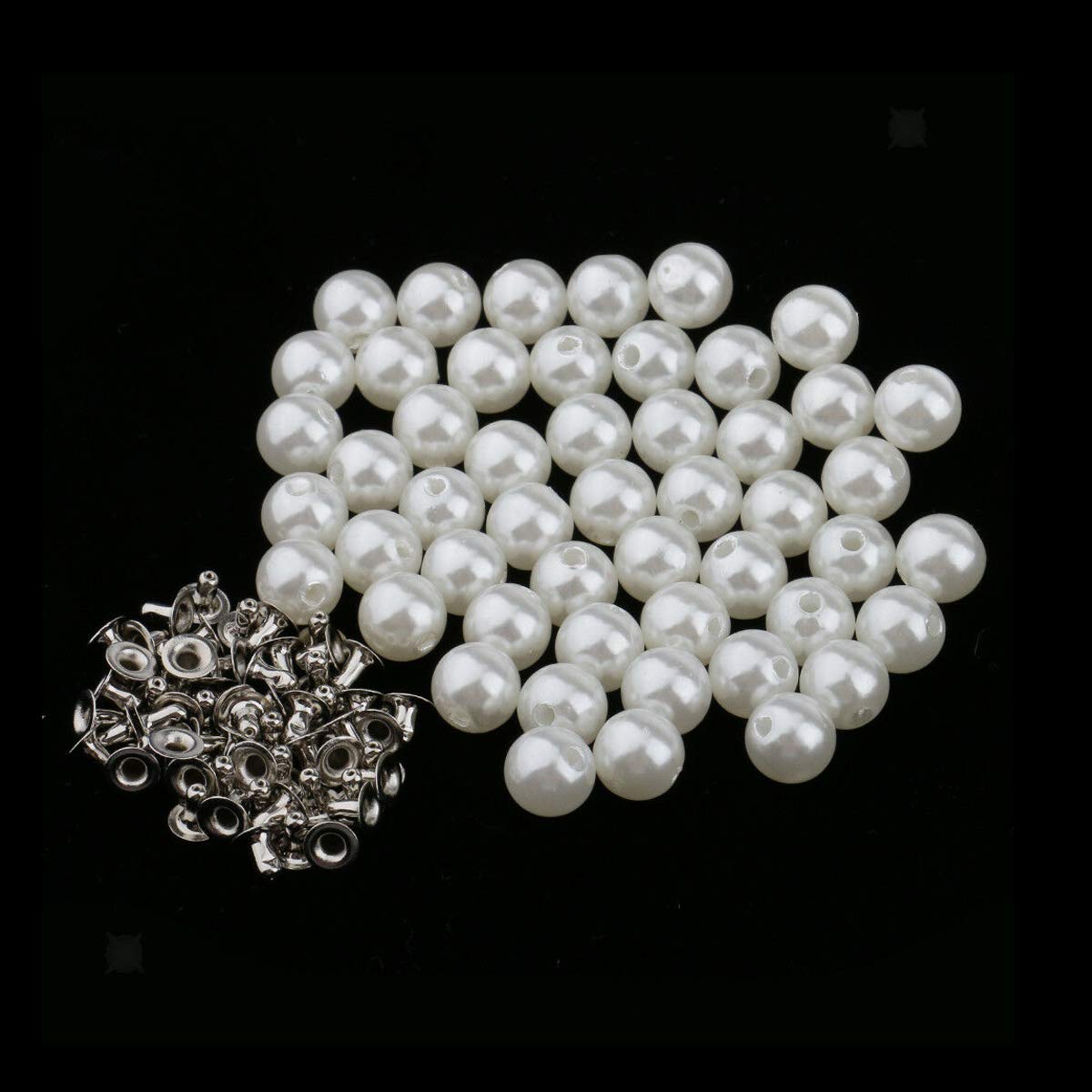 Trimming Shop Pearl Rivets Studs Round Studs with Pins for Embellishment Clothing, Bags, Leathercrafts, Shoes Decoration, Jewelry Making (6mm, 100 Set) — view 8