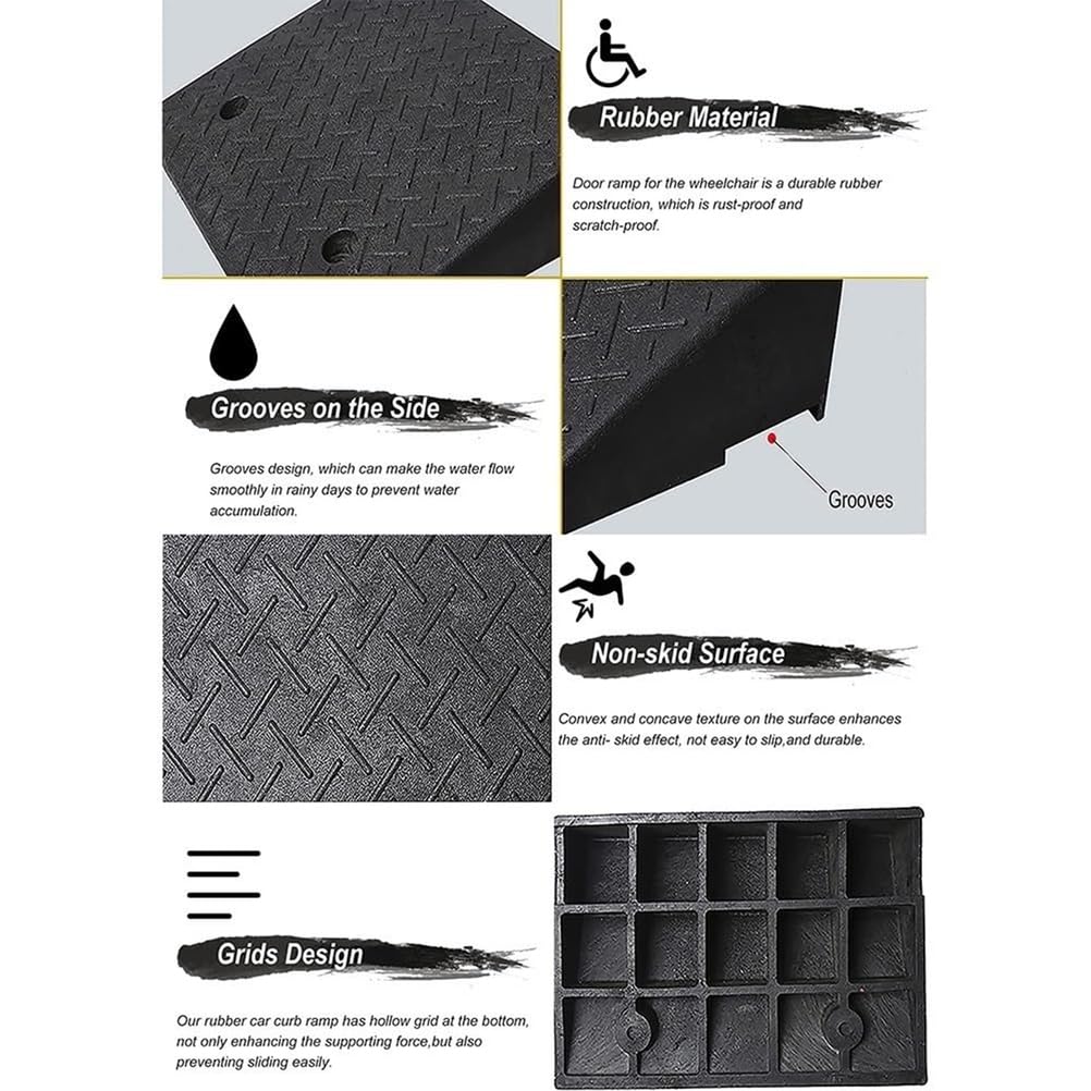 Genérico Rampa Amarilla para Silla de Ruedas de 50x22x5cm - Rampa Antideslizante para umbrales, Scooters y escalones, rampa portátil para bordillos de Entrada y Acceso a garajes, solución de Acceso d
