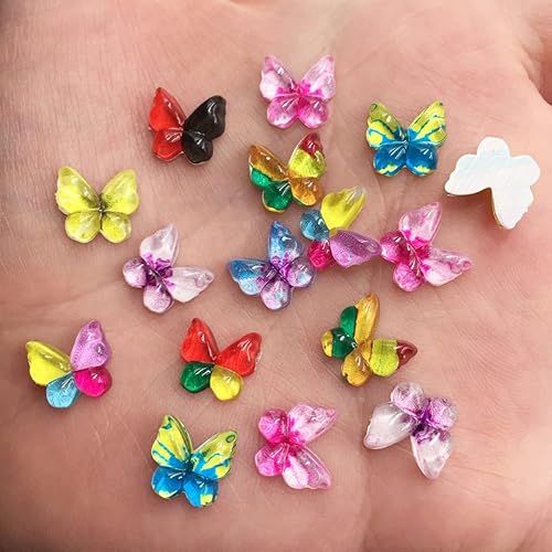 Miniatura 2 de homeemoh Diamantes de imitación de mariposa con parte trasera plana, 80 unidades de 0.394 pulgadas, dijes de mariposa de resina para uñas, adornos,