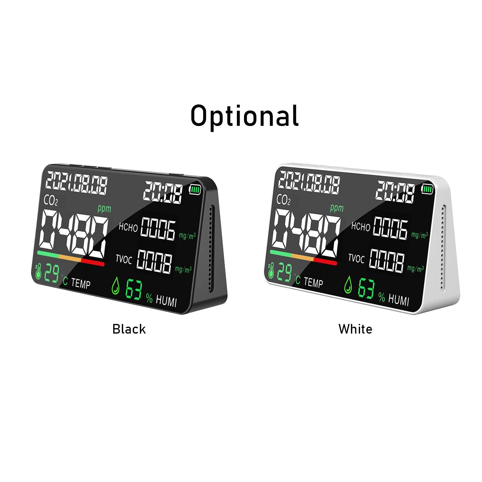 Monitor jakości powietrza 5 w 1 LED Cyfrowy miernik temperatury i wilgotności CO2 HCHO USB Akumulator Wewnętrzny miernik dwutlenku węgla do pomieszczenia Biurowego Magazyn szklarniowy (biały czujnik