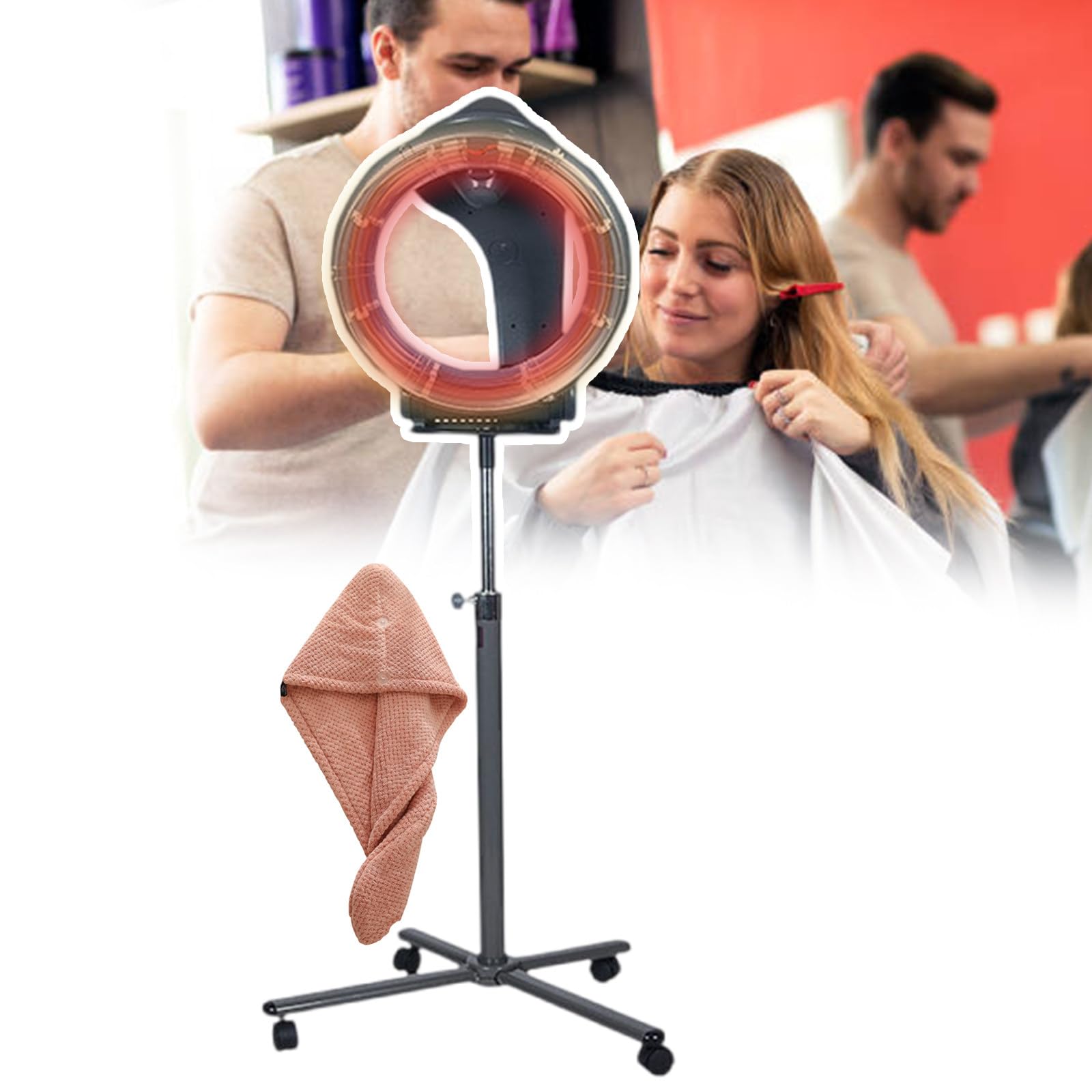 Professional Salon Standing Hair Dryer Salon Hair Dryer 1200w Led Control Panel Telescopic Support Rod Universal Pulley for