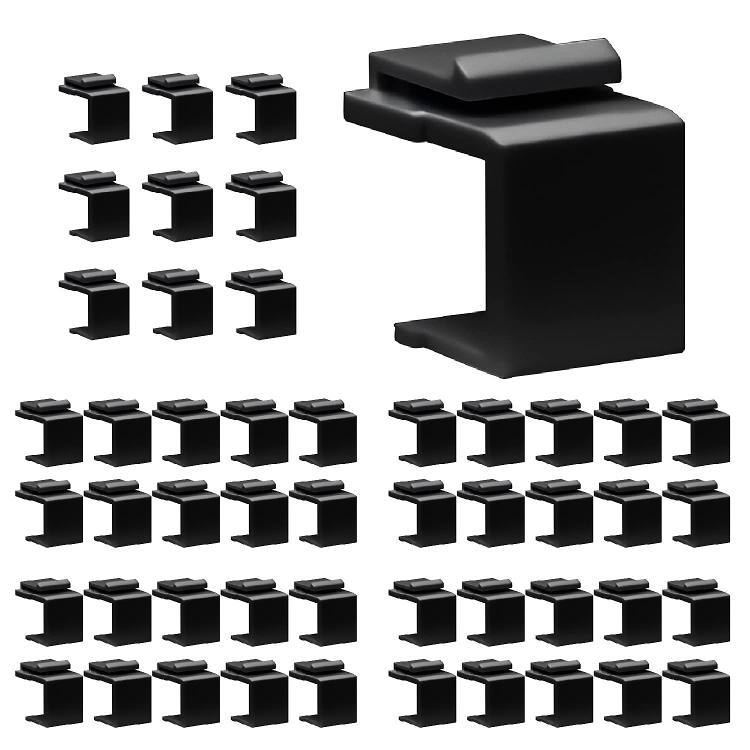 Beszin Blank Keystone Jack Inserts Snap-in Wall Plate Inserts (50-Pack, Black)