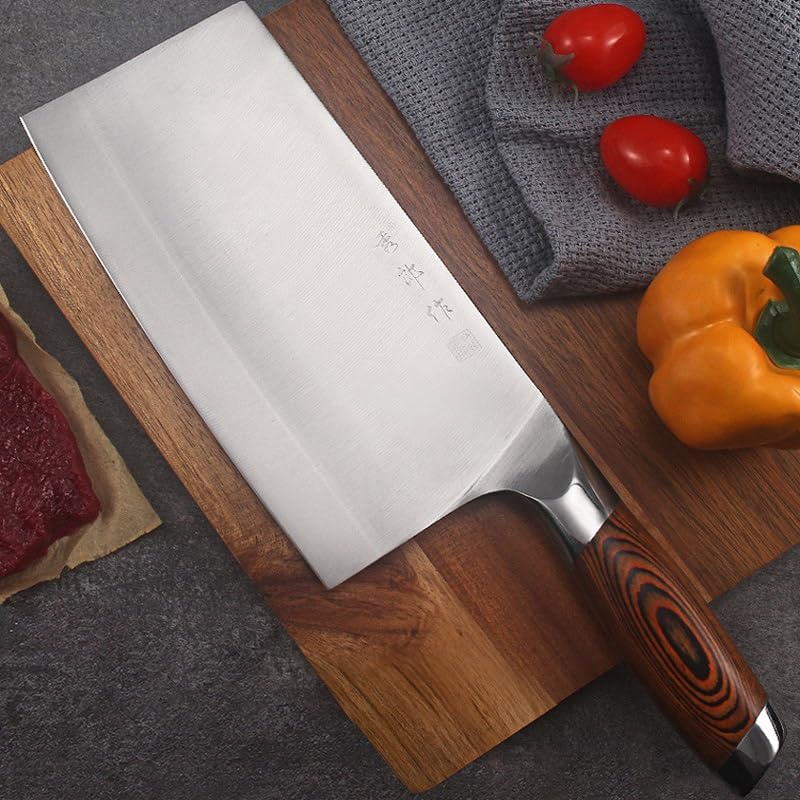 Meat Cleaver,Cleaver Knife Kitchen Knife Cleaver Chef Knife Stainless Steel Sharp Slicing Chopping Meat Chinese Butcher Knife Wood Handle Cooking Tools, LAMAJIGA5844