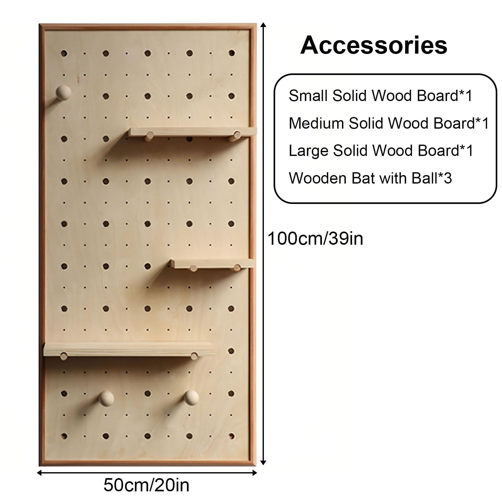 Stecktafel-Wand-Organizer, Multifunktionaler Aufbewahrungshalter für Wohnzimmer, Büro, Schlafzimmer, Holz-Pegboard-Kombinationsset