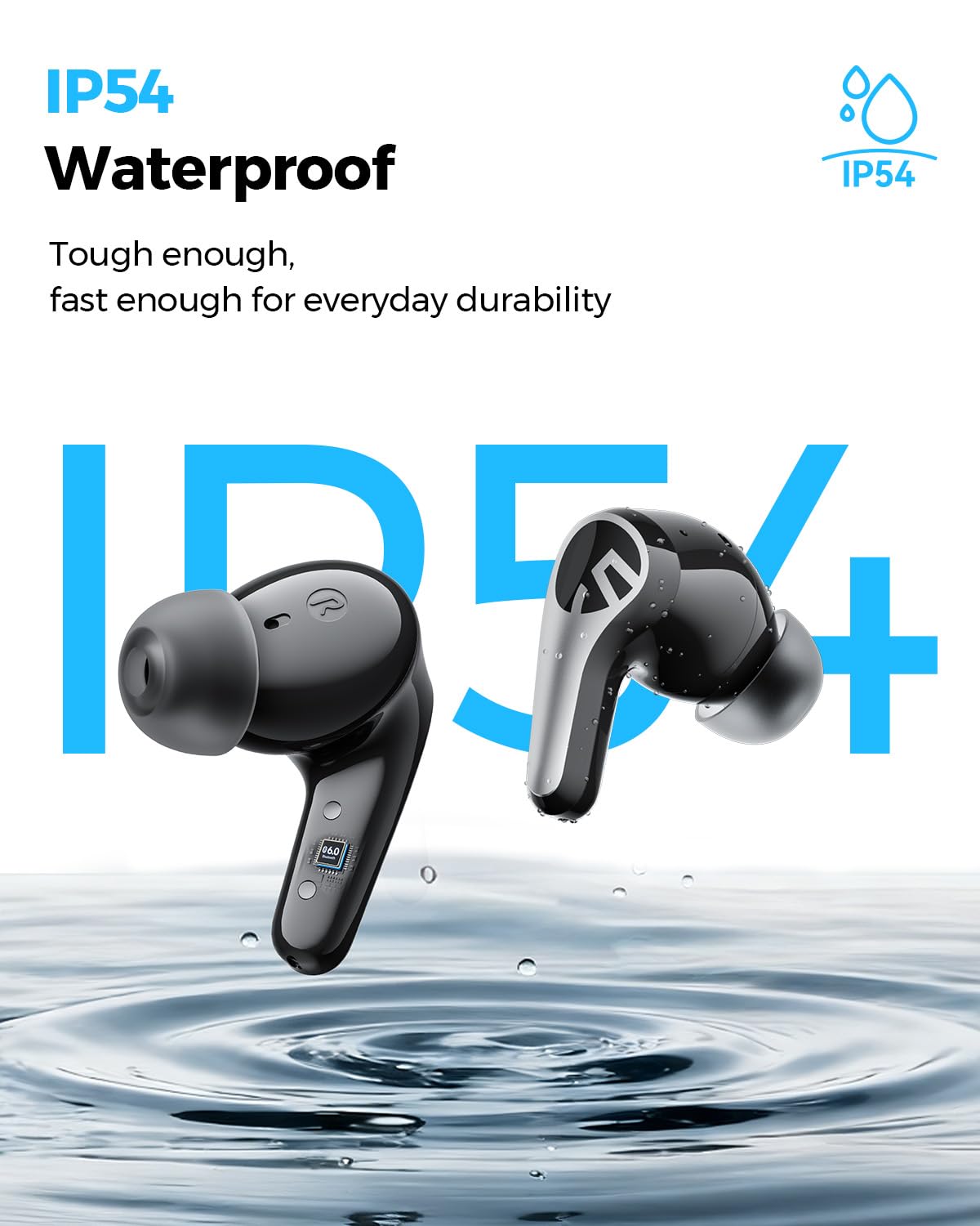 SOUNDPEATS C30 Hybrid ANC Earbuds with LDAC Hi-Res Audio, 52H Playtime -52dB Adaptive Noise Cancelling Wireless Earbuds, 6-Mic Clear Call, 12mm Driver, Bluetooth 6.0, Multi-Point, IP54 for Work/Travel