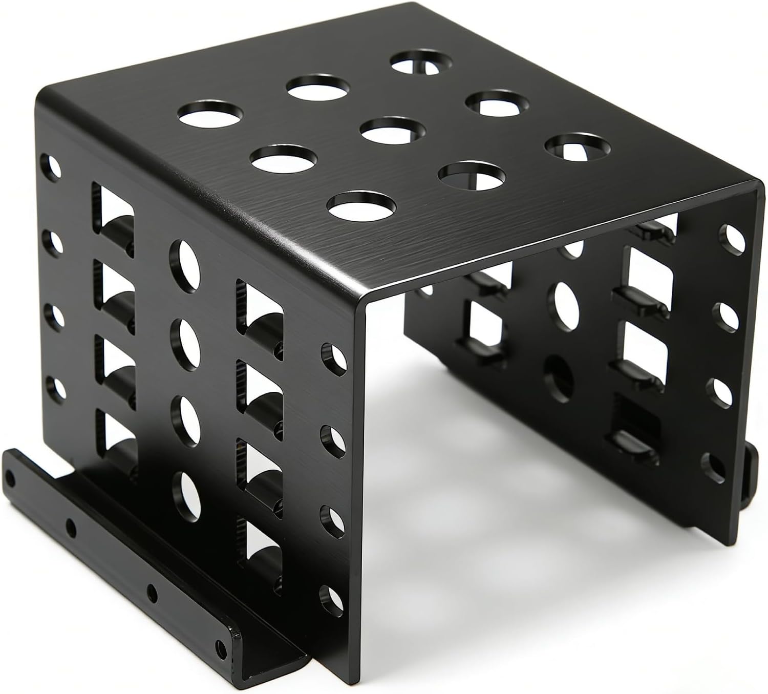 HDD Mounting Rack 2.5in, Solid Aluminium Alloy Hollow HDD SSD Mounting Rack Holding Stand, Hard Drive Storage Bracket, State Drive Hard Disk Cage for 2.5in IDE HDD SSD (Black)