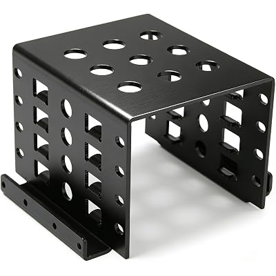 HDD Mounting Rack 2.5in, Solid Aluminium Alloy Hollow HDD SSD Mounting Rack Holding Stand, Hard Drive Storage Bracket, State Drive Hard Disk Cage for 2.5in IDE HDD SSD (Black)