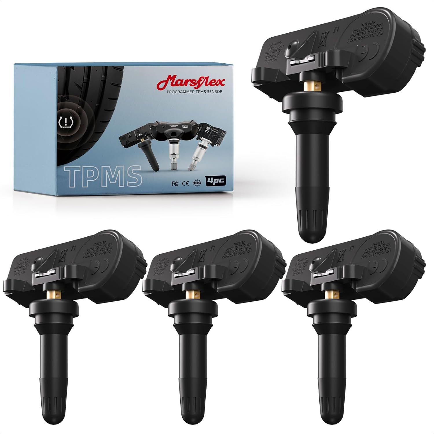 Marsflex TPMS Tire Pressure Sensor - Fit for Dodge Ram 1500 2019-2025, Ram 1500 DT 2019-2024, Tire Pressure Monitoring System 433MHz Set of 4, Replacement OE 68293199AA