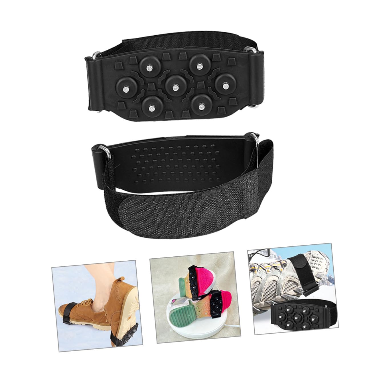 Abaodam Crampons Antidérapants pour Chaussures Couvre Shoes Ajustables avec Dents pour Randonnée et Activités Extérieures Hiver pour Sécurité et Traction Glace et Neige