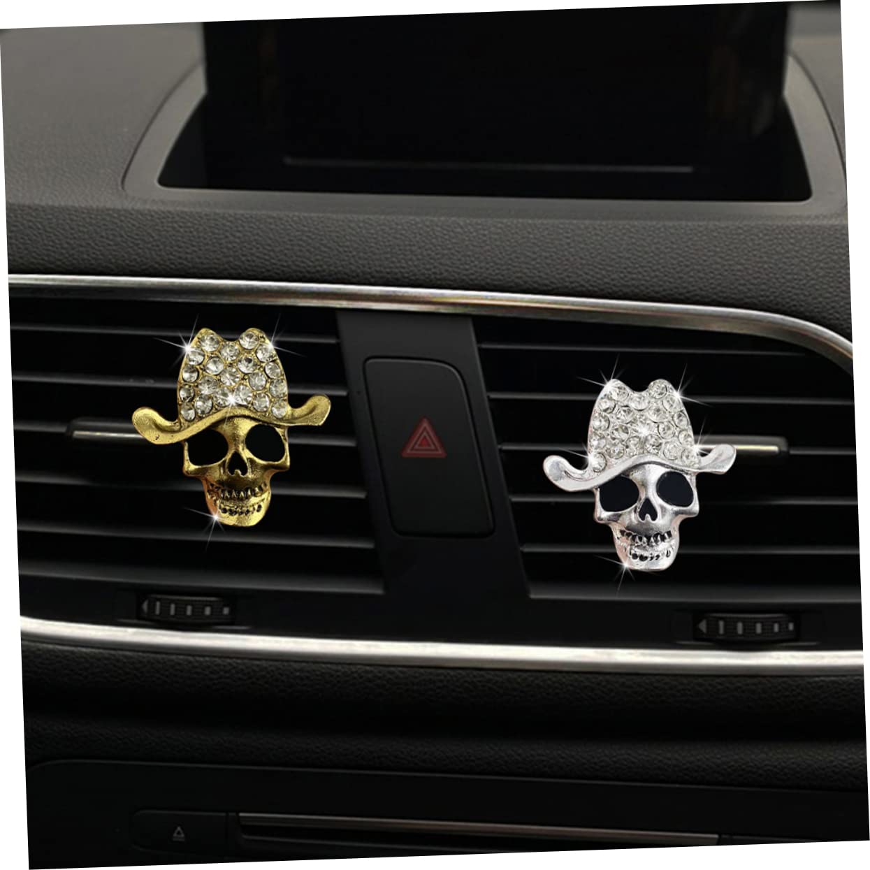 ULTECHNOVO 8pezzi Decorazione Per Auto Con Clip Per Ventilazione Diffusore Di Aromi Forma Di Teschio Inossidabile Per Interni Auto Accessori Di Halloween Eleganti e Unici