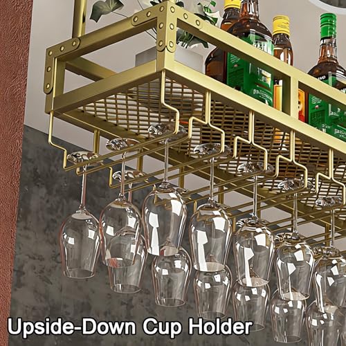 Soporte suspendido para botellas de vino con porta copas, madera Acacia miniatura 6