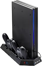 FASTSNAIL Vertical Stand Compatible with PS4 Pro with Cooling Fan, Controller Charging Station Compatible with Playstation 4 Pro, Charger for DualShock 4 Controllers with LED Charging Indicator