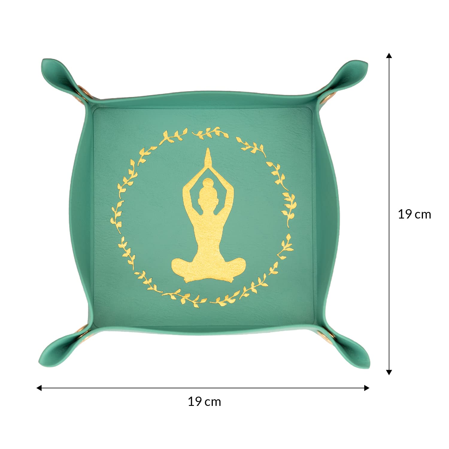 Fisura – Bandeja para Llaves. Vaciabolsillos Original. Organizador de Llaves de Polipiel. Medidas: 19 x 19 centímetros. (Yoga, azul)