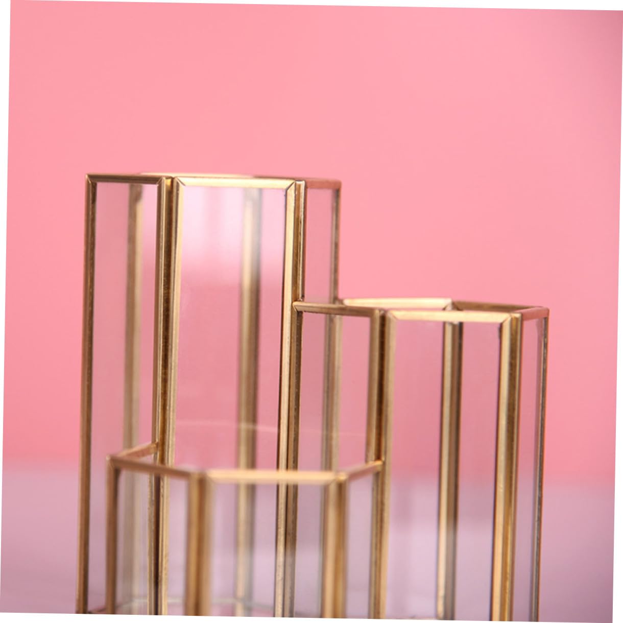 VILLCASE Nordischer Sechseckiger Stiftehalter aus Glas, Goldfarben, Leicht