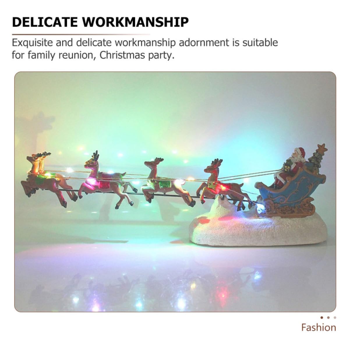 Decorazione Natalizia Luminosa in Resina Cervo Musicale e Slitta, Ornamento Natalizio Luce LED per Festa di Natale, Design Classico e Lavorazione Delicata