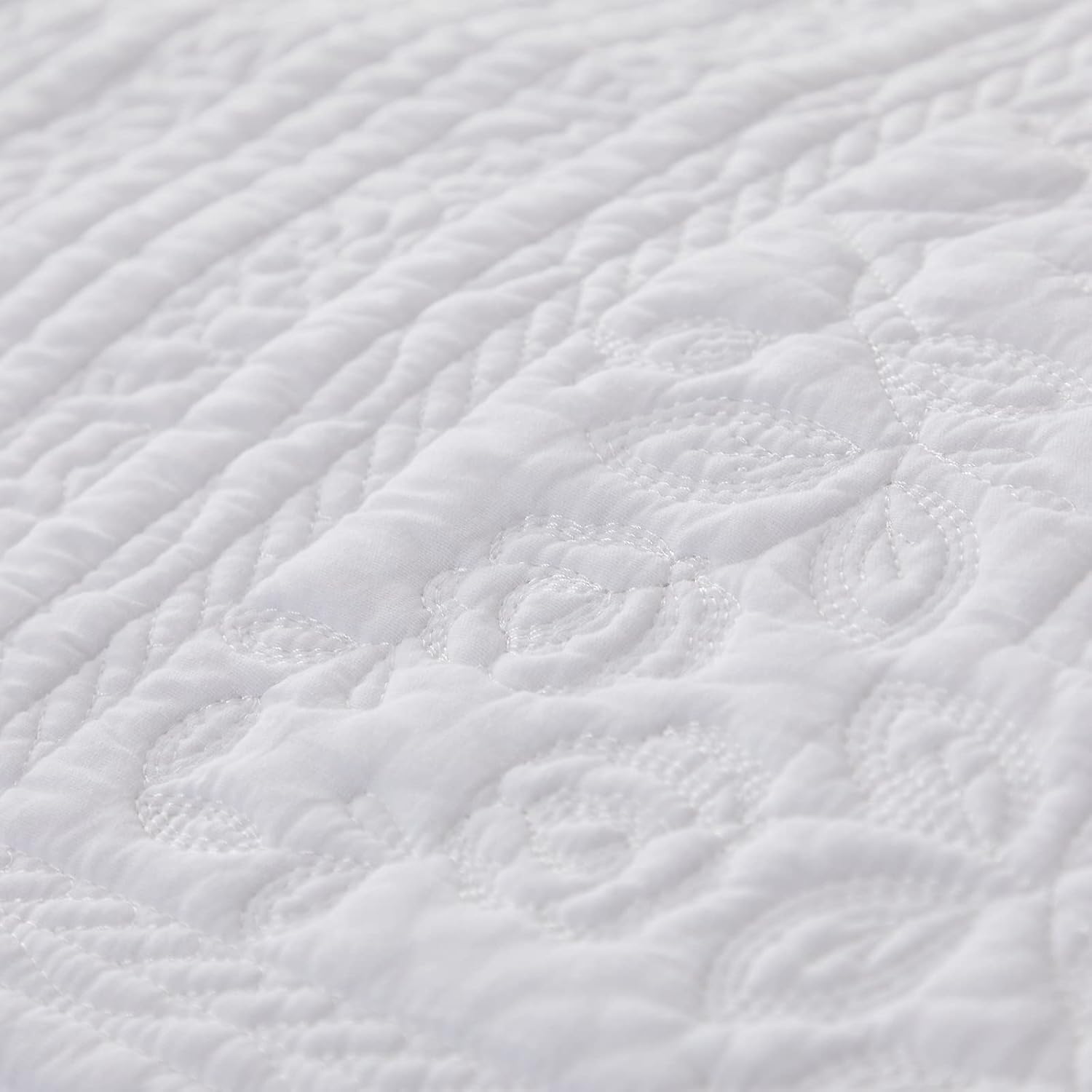 Brandream White Quilt King Size Cotton Matelasse Coverlet Set Farmhouse Quilts 3-Piece - Image 9