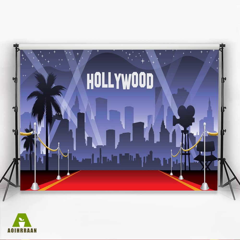 Aoihrraan 2,2x1,5m Red Carpet Event Backdrop VIP Celebrity Catwalk Spotlights Starry Sky City Night View Photography Background Awards Ceremony Stage Show Prom Party Decor Portrait Photo Studio Props - Image 3