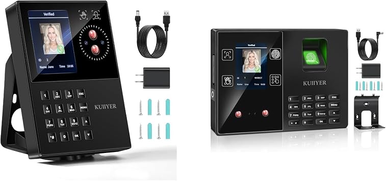 KUIIYER Employees Time Clocks for Small Business, Employee Clock in & Out Machine Biometric Attendance Punch Clock Recorder Tracker No Monthly Fee