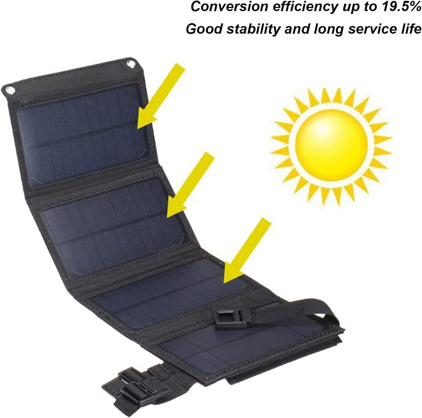 20W USB Cargador Solar Exterior Panel Solar Plegable Senderismo Camping Cargador Solar Batería Solar monocristalina Portátil Senderismo Camping Gear Panel (20W)