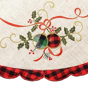 Grelucgo Embroidered Christmas Holiday Tree Skirt, Double Thickness (Diameter 34 inches) Grelucgo Embroidered Christmas Holiday Tree Skirt Double Thickness Diameter 34 inches