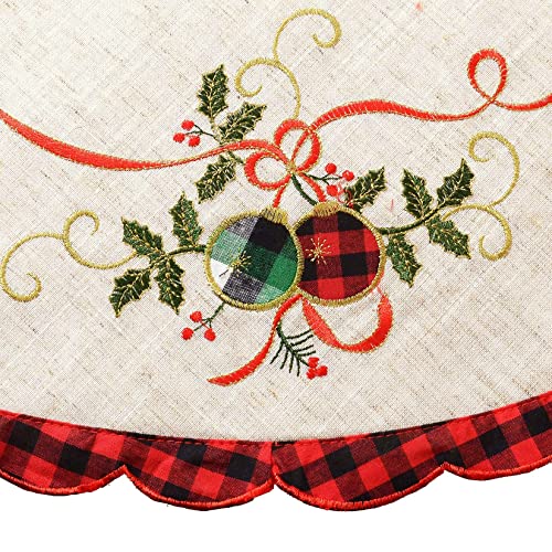 Grelucgo-Embroidered-Christmas-Holiday-Tree-Skirt-Double-Thickness-Diameter-34-inches Grelucgo Embroidered Christmas Holiday Tree Skirt Double Thickness Diameter 34 inches