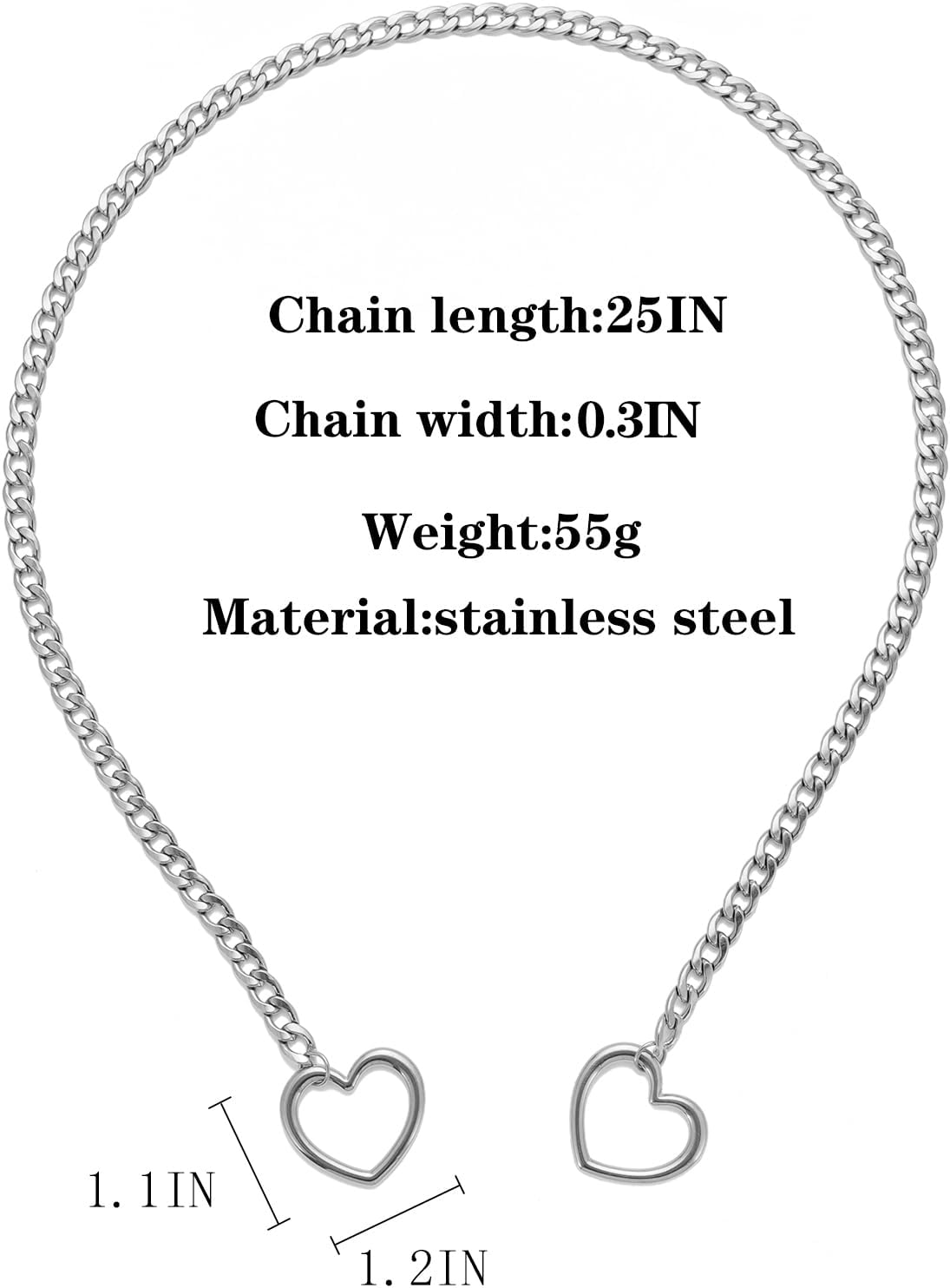 Heart Slip Chain Necklaces for Women,Stainless Steel O-Ring Adjustable Lariat Y-Necklace,Punk Gothic Cuban Collar Choker Necklace for women - Image 5
