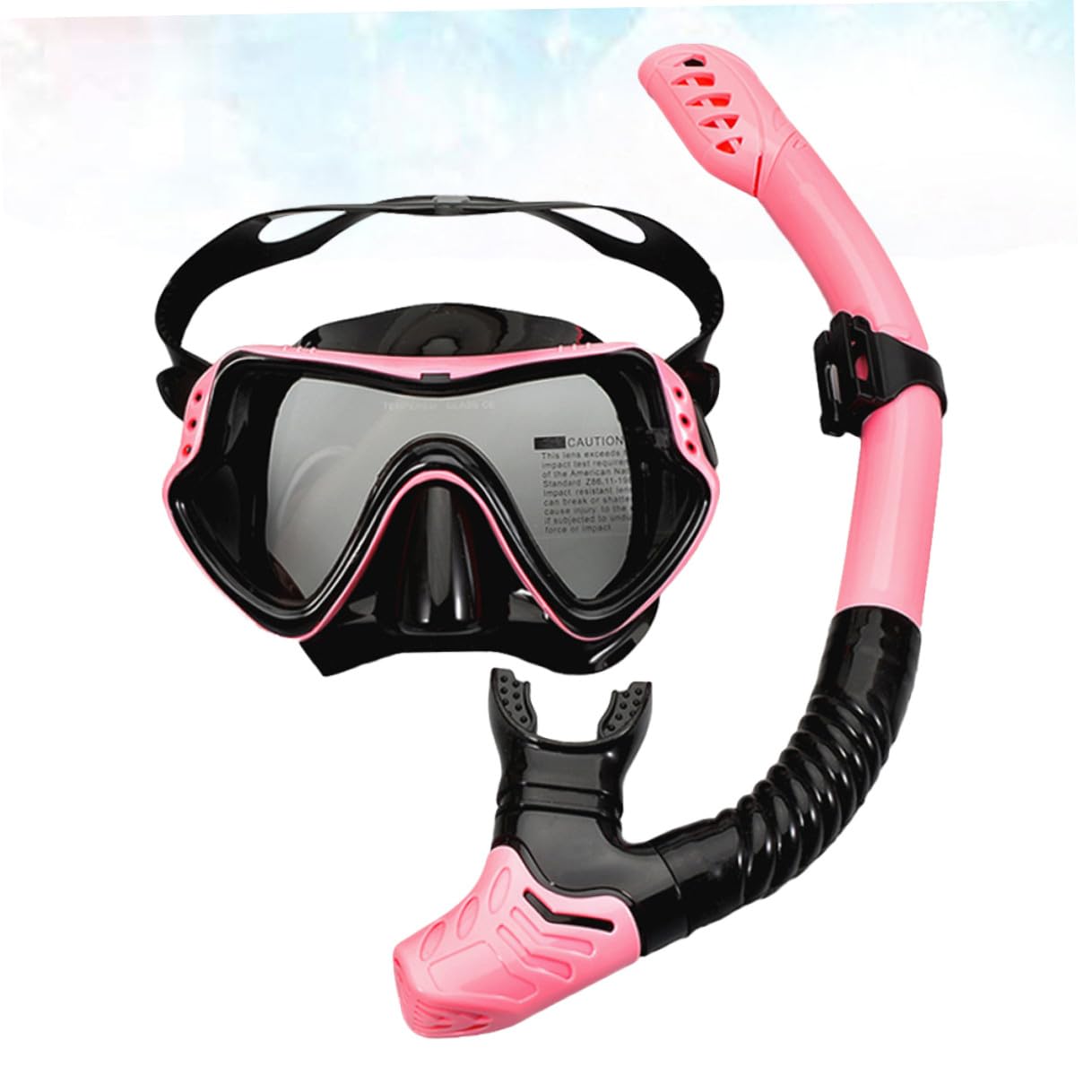 Hohopeti Gafas de Natación y Snorkel Rosa de Máscara con Tubo Diseño de Ventana Única y Correa Elástica para Buceo Seguro y Visión Clara