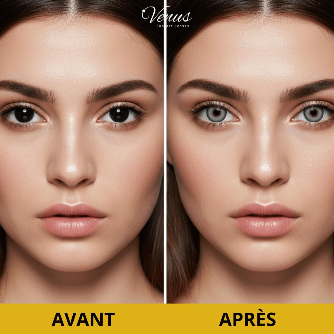 Venus® Lentilles Couleur Vert Sans Correction - 0,00 Dioptries - Lentilles de Contact Annuelles Souples pour Femmes - Compatible avec les Lunettes - 1 Paire - 365 Jours - 14,2 mm - Aloe Vera